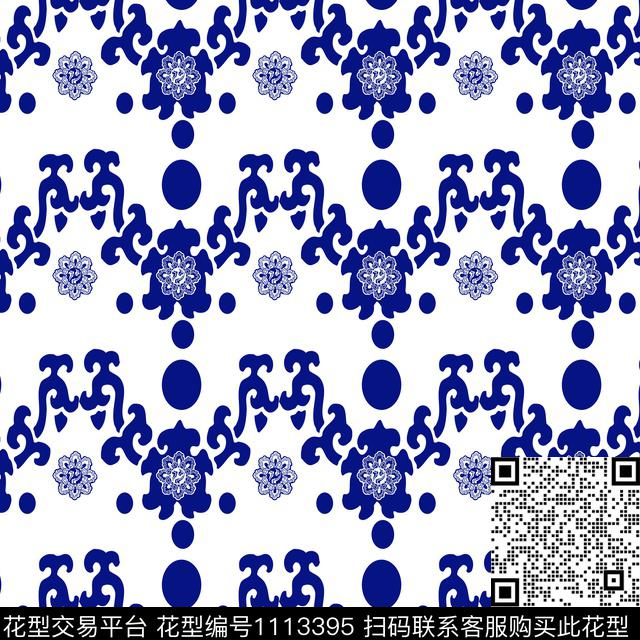 女装几何民族花卉数码印花华亿平台下载（图片编号: 1113395） - 瓦栏（Walan）