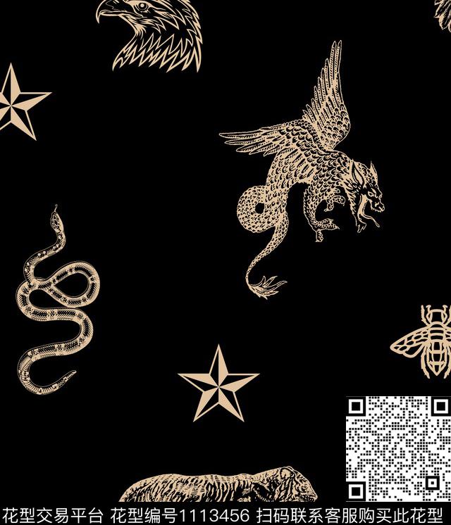 老虎动物男装数码印花华亿平台下载（图片编号: 1113456） - 瓦栏（Walan）