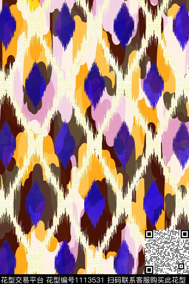 抽象条纹大牌风数码印花华亿平台下载（图片编号: 1113531） - 瓦栏（Walan）