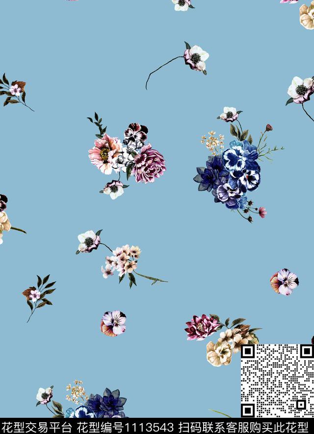 淑女花卉小碎花数码印花华亿平台下载（图片编号: 1113543） - 瓦栏（Walan）