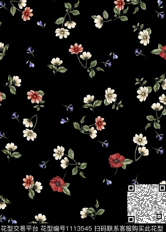手绘花卉休闲数码印花华亿平台下载（图片编号: 1113545） - 瓦栏（Walan）