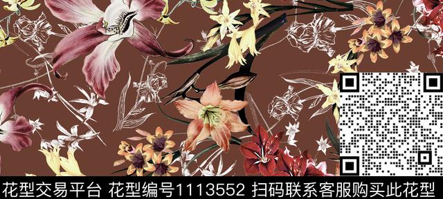 花卉休闲复古数码印花华亿平台下载（图片编号: 1113552） - 瓦栏（Walan）