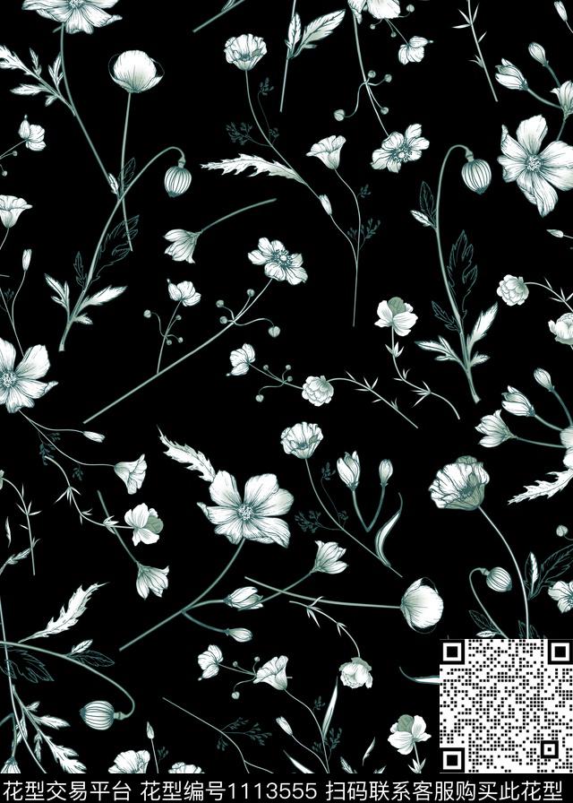 休闲复古花卉数码印花华亿平台下载（图片编号: 1113555） - 瓦栏（Walan）