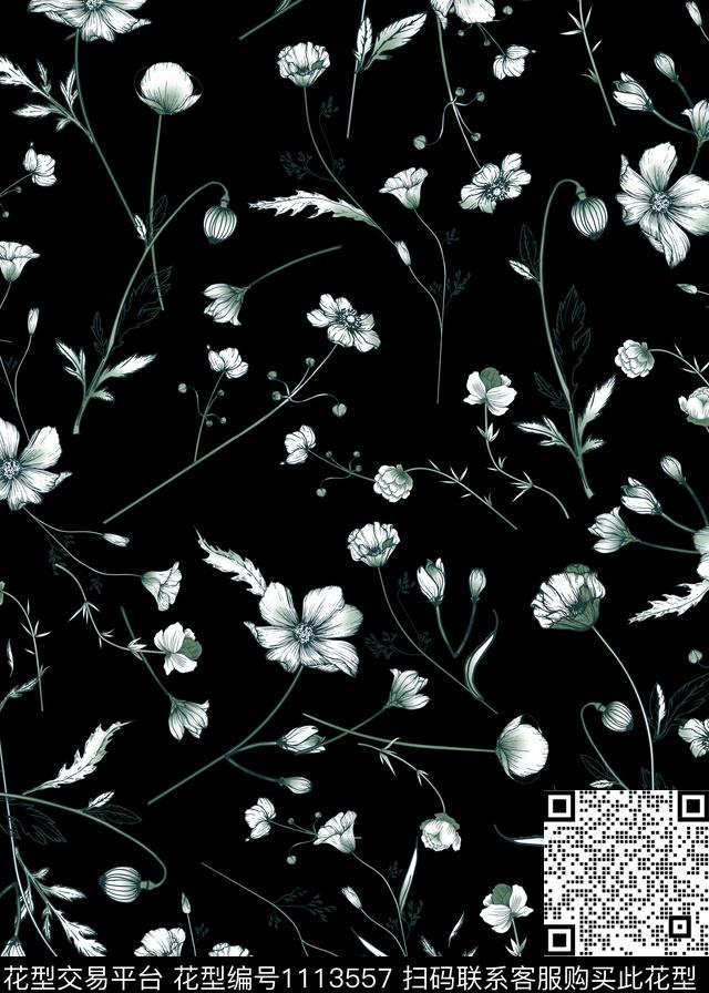 休闲复古花卉数码印花华亿平台下载（图片编号: 1113557） - 瓦栏（Walan）