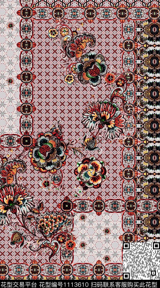 数码华亿平台佩斯利大牌风数码印花华亿平台下载（图片编号: 1113610） - 瓦栏（Walan）