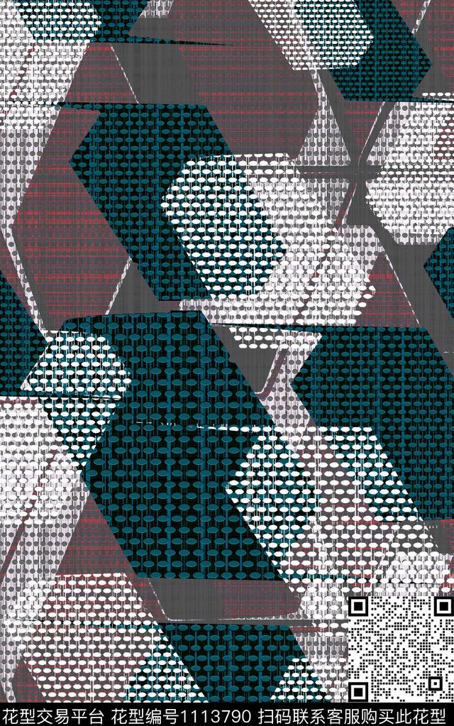 几何男装波点数码印花华亿平台下载（图片编号: 1113790） - 瓦栏（Walan）