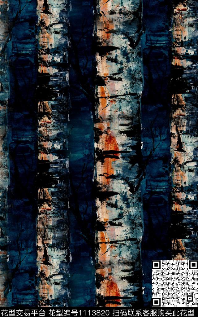 肌理笔触抽象数码印花华亿平台下载（图片编号: 1113820） - 瓦栏（Walan）