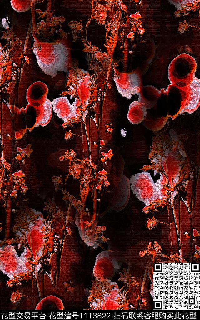 肌理笔触抽象数码印花华亿平台下载（图片编号: 1113822） - 瓦栏（Walan）