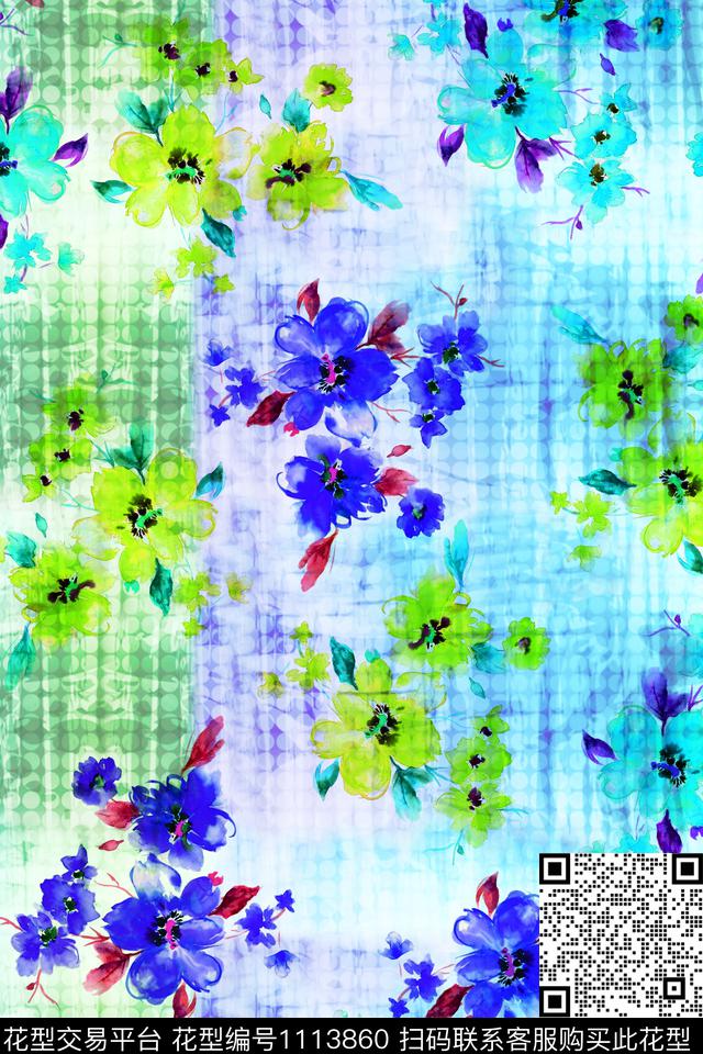 抽象花卉科技光感数码印花华亿平台下载（图片编号: 1113860） - 瓦栏（Walan）