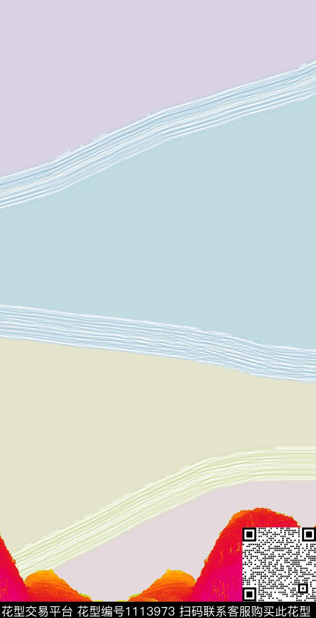 绘画抽象山数码印花华亿平台下载（图片编号: 1113973） - 瓦栏（Walan）