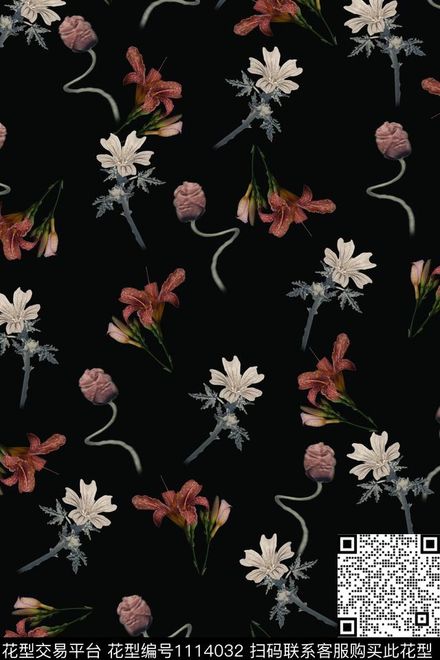 花卉大牌风复古传统印花华亿平台下载（图片编号: 1114032） - 瓦栏（Walan）