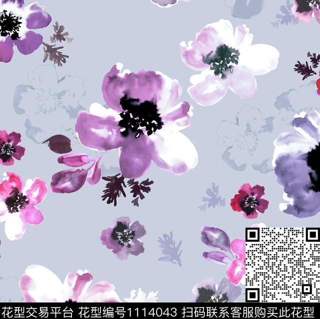 素雅花卉简约数码印花华亿平台下载（图片编号: 1114043） - 瓦栏（Walan）