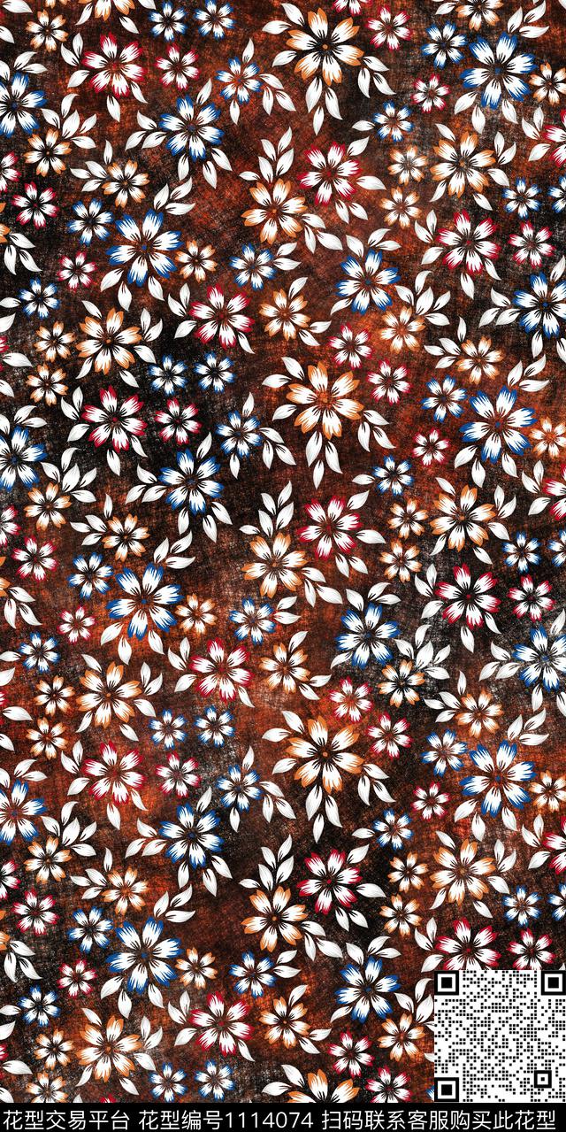 数码华亿平台花卉抽象数码印花华亿平台下载（图片编号: 1114074） - 瓦栏（Walan）