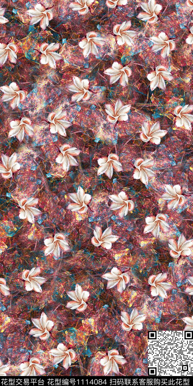 数码华亿平台花卉抽象数码印花华亿平台下载（图片编号: 1114084） - 瓦栏（Walan）