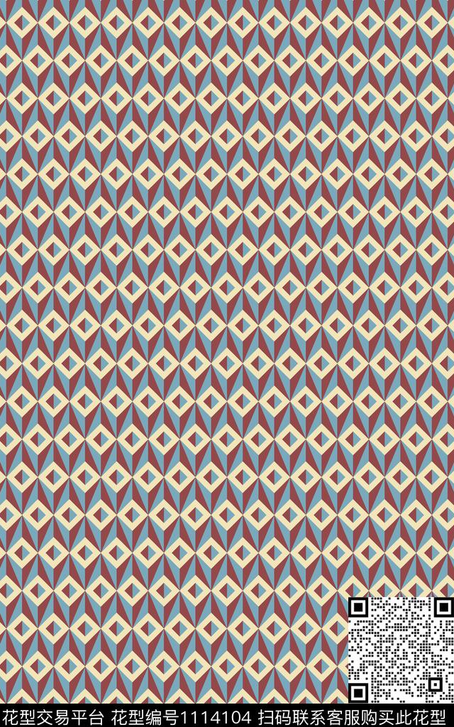 菱形曲折几何传统印花华亿平台下载（图片编号: 1114104） - 瓦栏（Walan）
