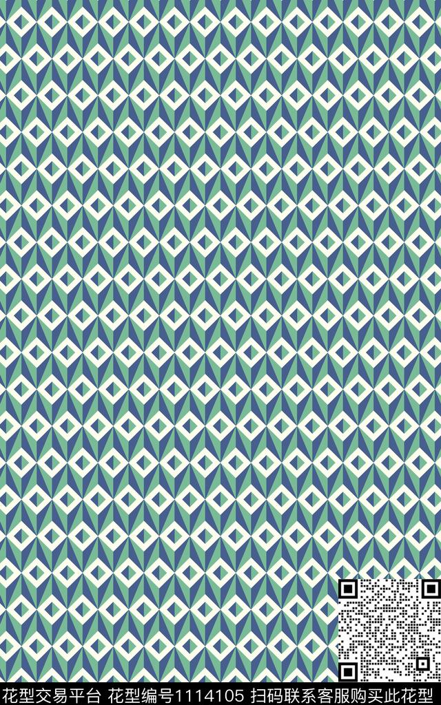 菱形大牌风曲折传统印花华亿平台下载（图片编号: 1114105） - 瓦栏（Walan）