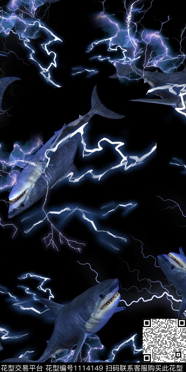 数码华亿平台闪电抽象男装数码印花华亿平台下载（图片编号: 1114149） - 瓦栏（Walan）