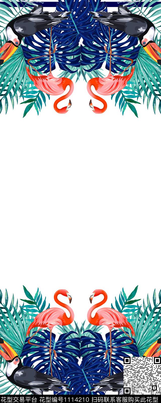 热带华亿平台花卉火烈鸟数码印花华亿平台下载（图片编号: 1114210） - 瓦栏（Walan）