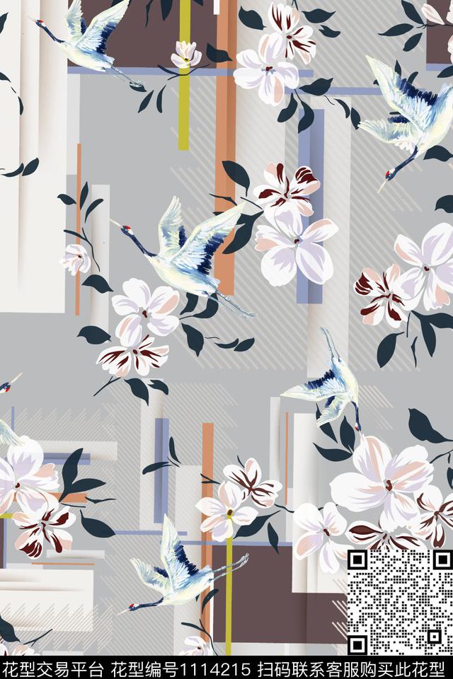 简约水彩花卉花卉数码印花华亿平台下载（图片编号: 1114215） - 瓦栏（Walan）