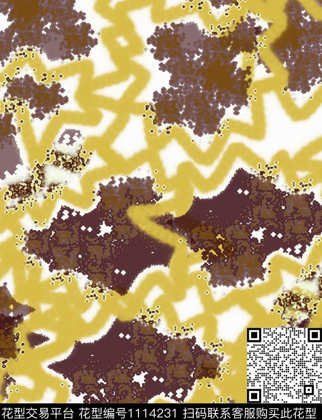 绘画抽象混合拼接数码印花华亿平台下载（图片编号: 1114231） - 瓦栏（Walan）