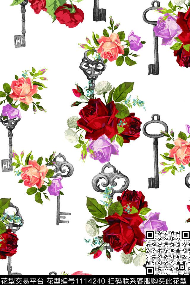 水彩花卉玫瑰花小碎花数码印花华亿平台下载（图片编号: 1114240） - 瓦栏（Walan）