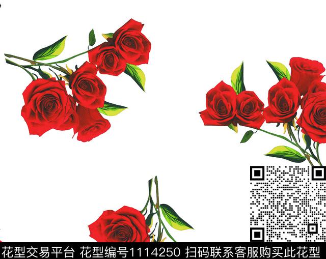 水彩花卉玫瑰花手绘花卉数码印花华亿平台下载（图片编号: 1114250） - 瓦栏（Walan）