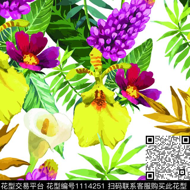 水彩花卉玫瑰花手绘花卉数码印花华亿平台下载（图片编号: 1114251） - 瓦栏（Walan）