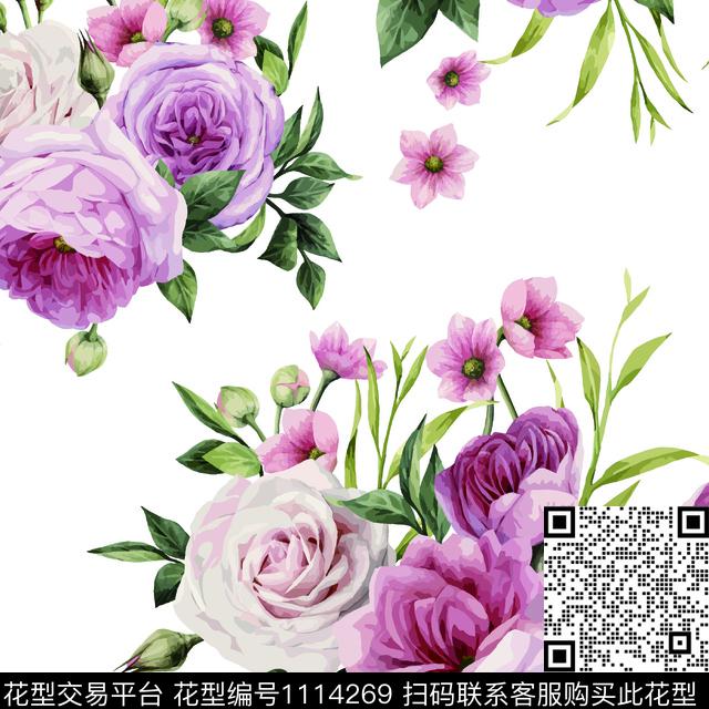 玫瑰花月季花数码华亿平台数码印花华亿平台下载（图片编号: 1114269） - 瓦栏（Walan）
