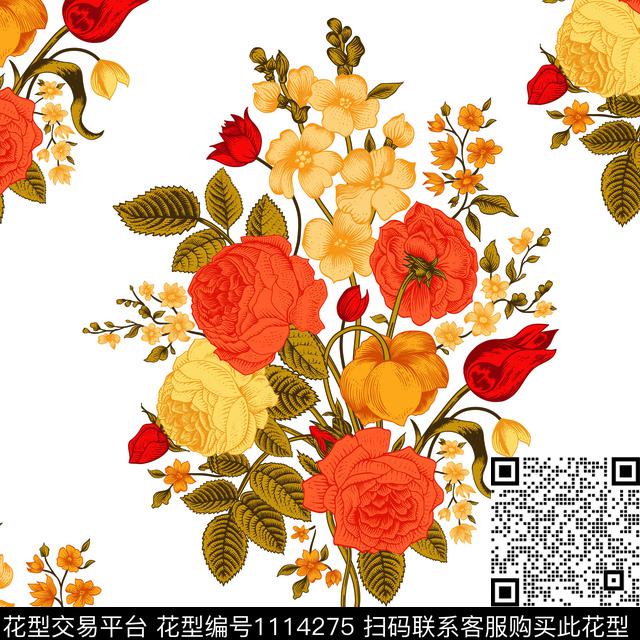 数码华亿平台小碎花玫瑰花数码印花华亿平台下载（图片编号: 1114275） - 瓦栏（Walan）