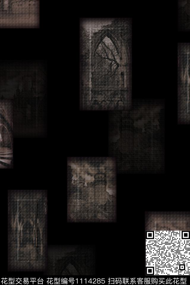 复古几何大牌风数码印花华亿平台下载（图片编号: 1114285） - 瓦栏（Walan）