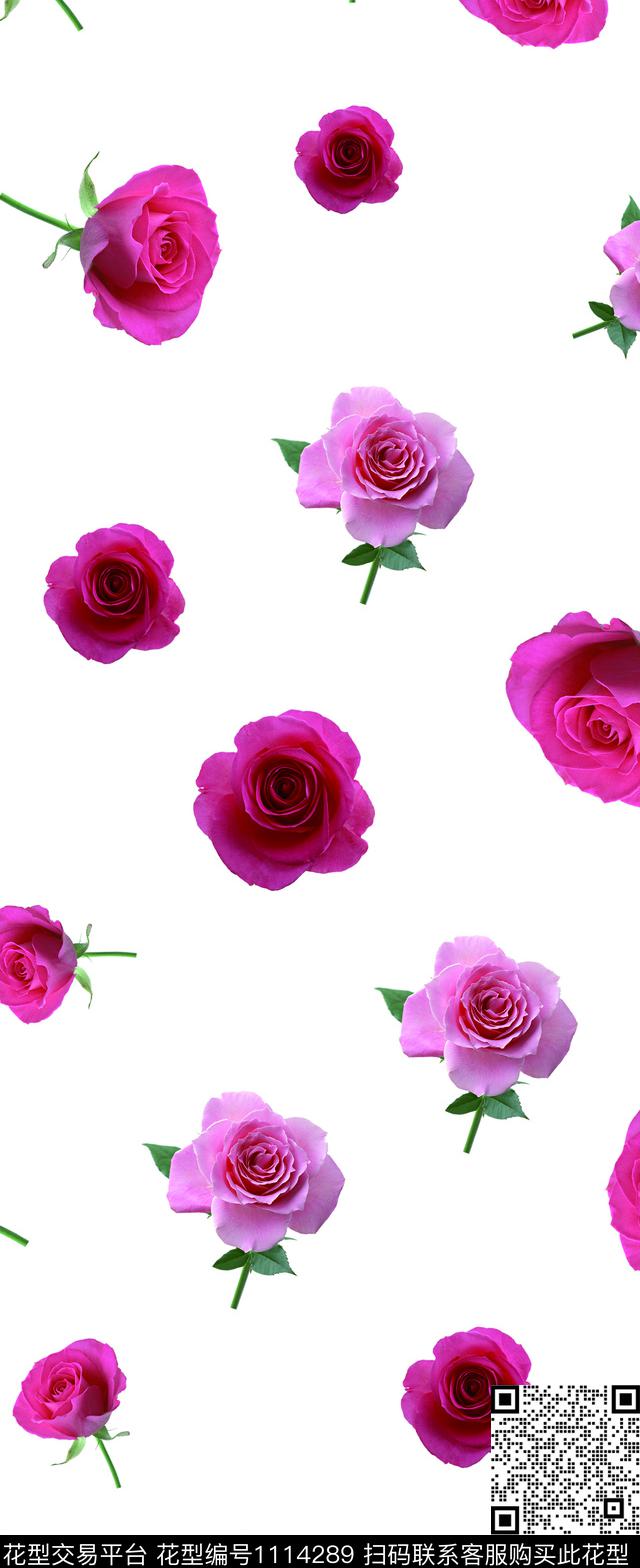 牡丹玫瑰花月季花数码印花华亿平台下载（图片编号: 1114289） - 瓦栏（Walan）