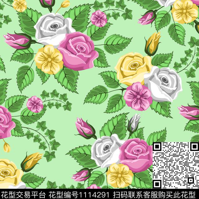 数码华亿平台小碎花玫瑰花数码印花华亿平台下载（图片编号: 1114291） - 瓦栏（Walan）