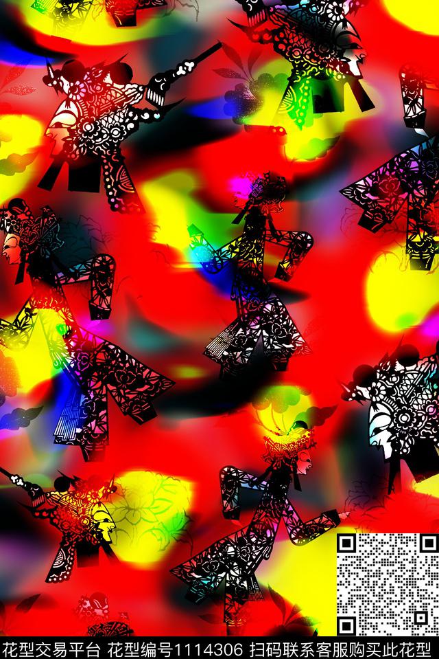 皮影女装炫彩数码印花华亿平台下载（图片编号: 1114306） - 瓦栏（Walan）