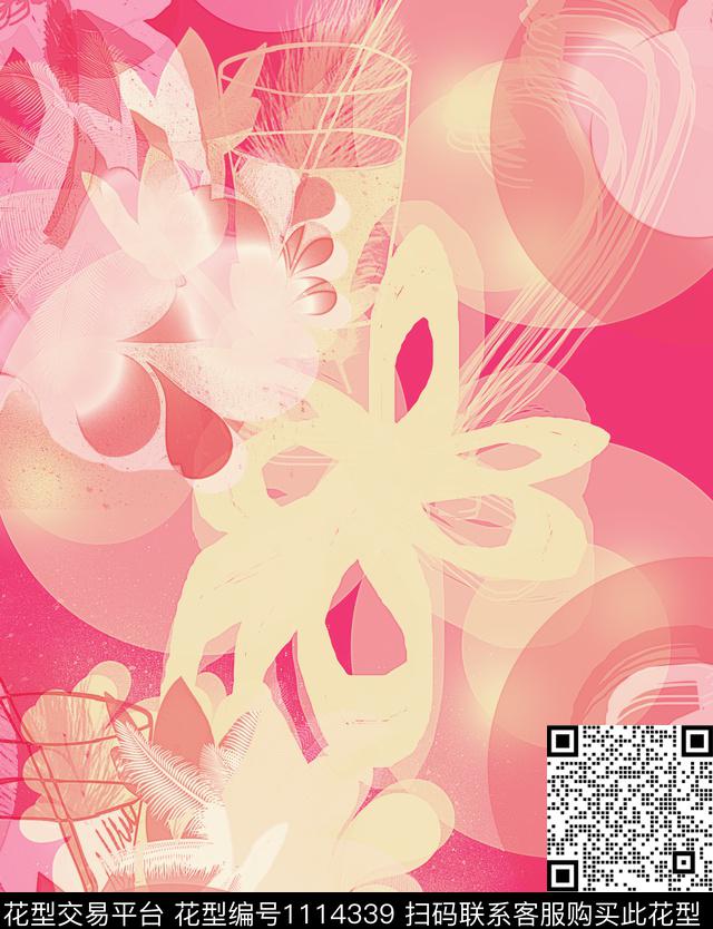 绘画抽象混合拼接数码印花华亿平台下载（图片编号: 1114339） - 瓦栏（Walan）