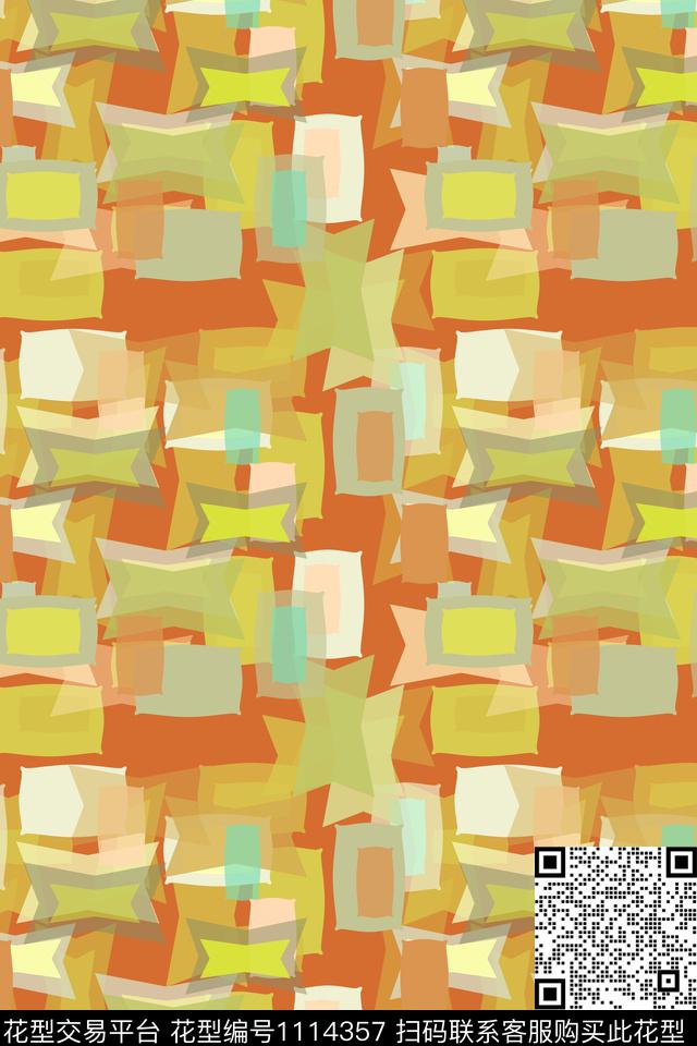 几何精致几何菱形块数码印花华亿平台下载（图片编号: 1114357） - 瓦栏（Walan）