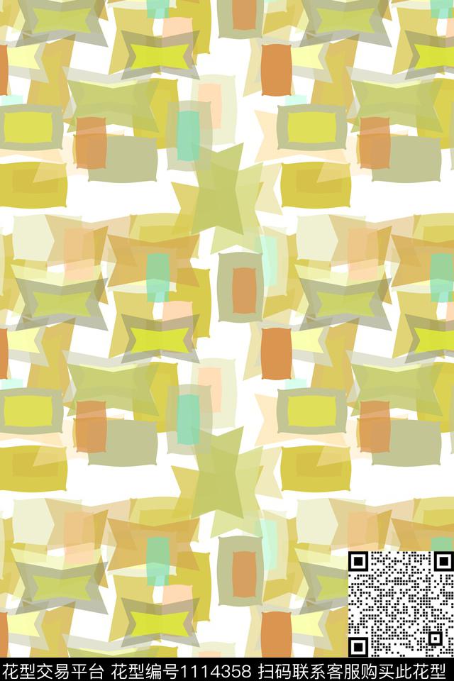 几何精致几何菱形块数码印花华亿平台下载（图片编号: 1114358） - 瓦栏（Walan）