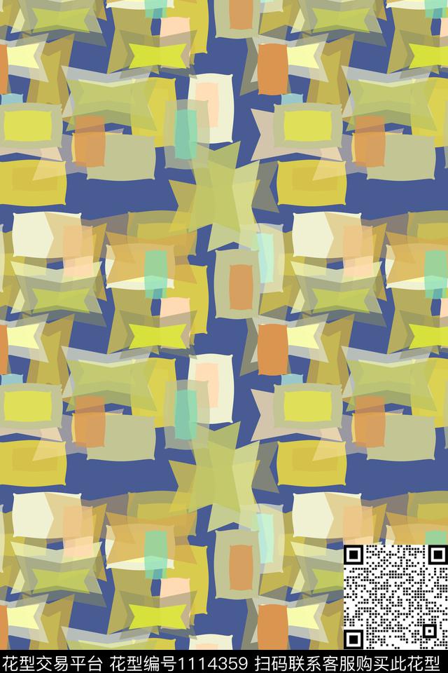 几何精致几何菱形块数码印花华亿平台下载（图片编号: 1114359） - 瓦栏（Walan）