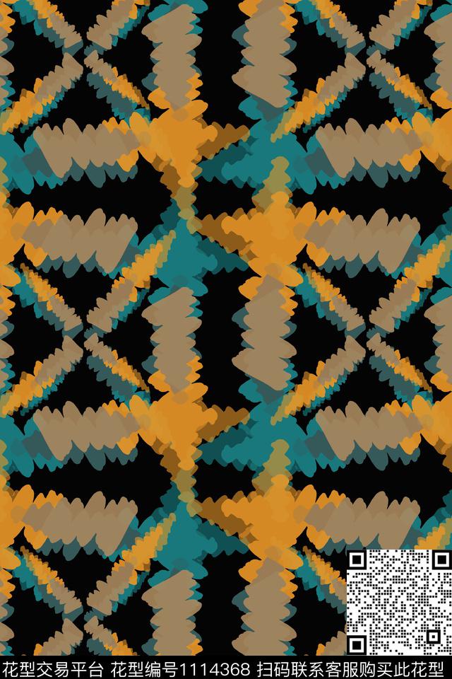 几何精致几何水彩墨迹数码印花华亿平台下载（图片编号: 1114368） - 瓦栏（Walan）