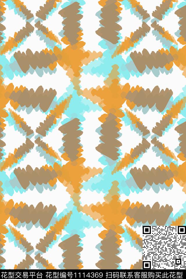 几何精致几何水彩墨迹数码印花华亿平台下载（图片编号: 1114369） - 瓦栏（Walan）