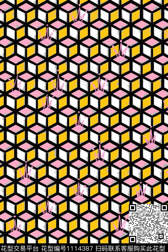 geometricbrushedwithcrowns传统印花华亿平台下载（图片编号: 1114387） - 瓦栏（Walan）