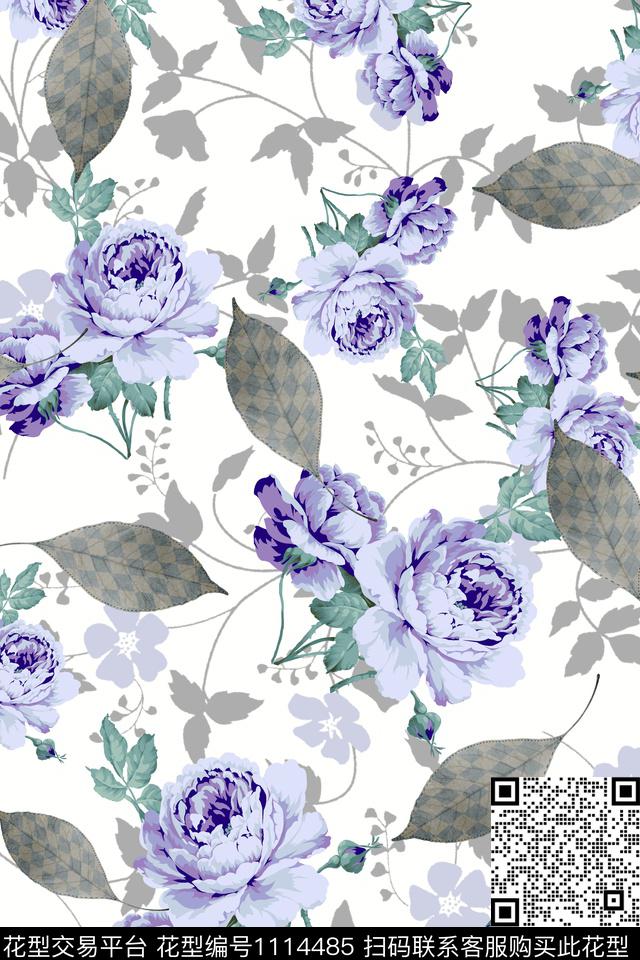小清新时尚趣味优雅花卉数码印花华亿平台下载（图片编号: 1114485） - 瓦栏（Walan）