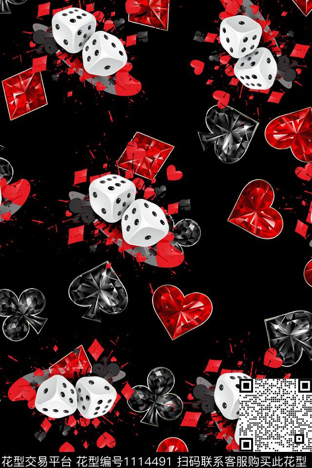 简约扑克几何数码印花华亿平台下载（图片编号: 1114491） - 瓦栏（Walan）