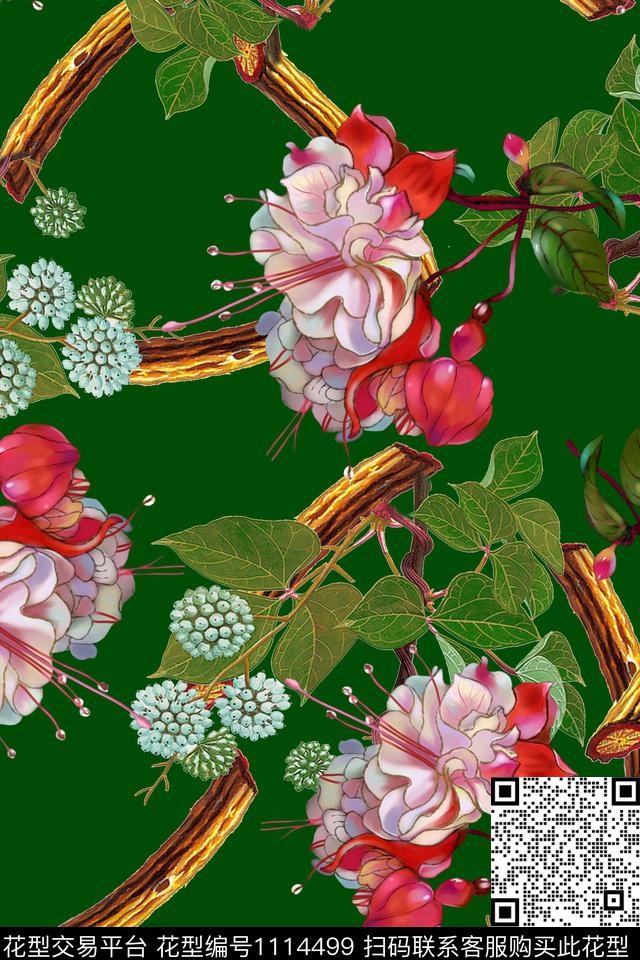 数码华亿平台花卉休闲数码印花华亿平台下载（图片编号: 1114499） - 瓦栏（Walan）