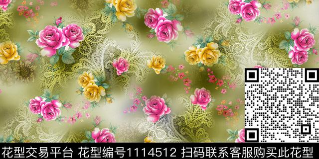 简约数码华亿平台花卉传统印花华亿平台下载（图片编号: 1114512） - 瓦栏（Walan）