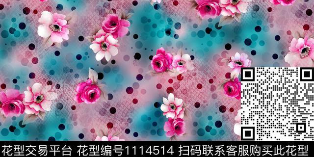 简约数码华亿平台花卉传统印花华亿平台下载（图片编号: 1114514） - 瓦栏（Walan）