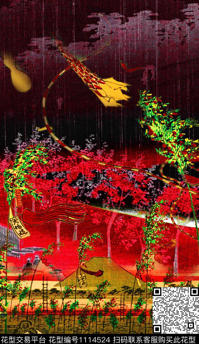 数码定位花定位花中国风数码印花华亿平台下载（图片编号: 1114524） - 瓦栏（Walan）