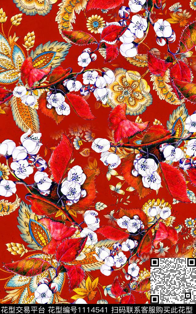 数码华亿平台花卉小碎花数码印花华亿平台下载（图片编号: 1114541） - 瓦栏（Walan）
