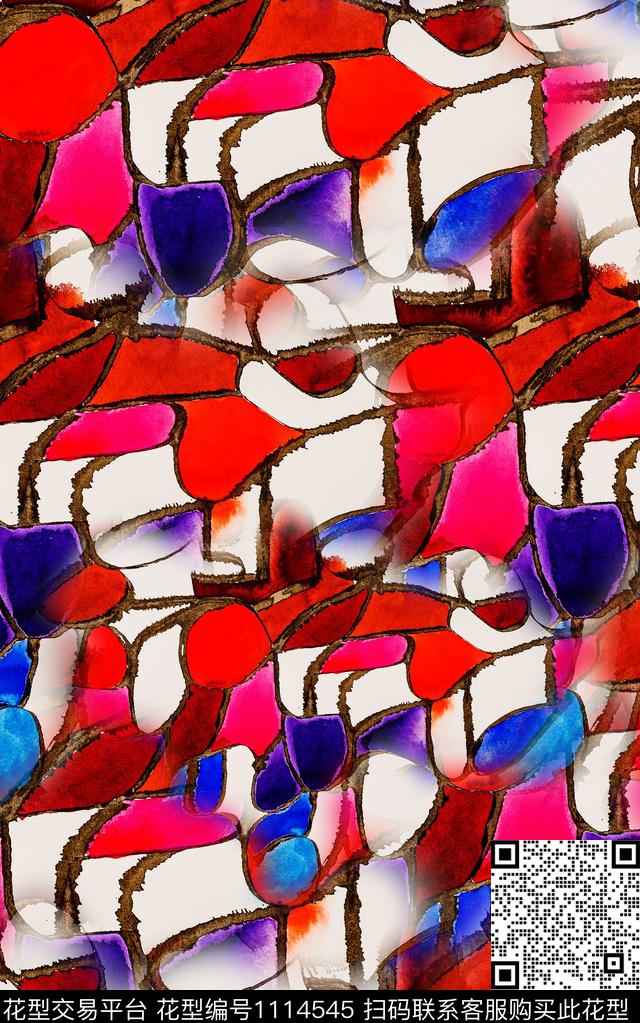 线条几何数码印花华亿平台下载（图片编号: 1114545） - 瓦栏（Walan）