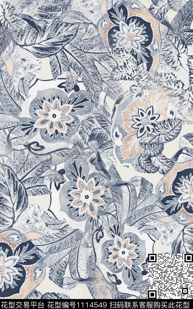 肌理男装民族风数码印花华亿平台下载（图片编号: 1114549） - 瓦栏（Walan）