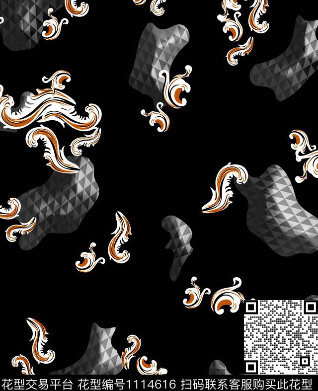 简约格子抽象数码印花华亿平台下载（图片编号: 1114616） - 瓦栏（Walan）